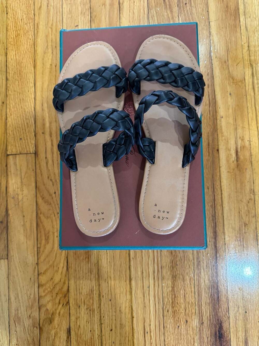 A New Day Lucy Braided Slide Sandals Black